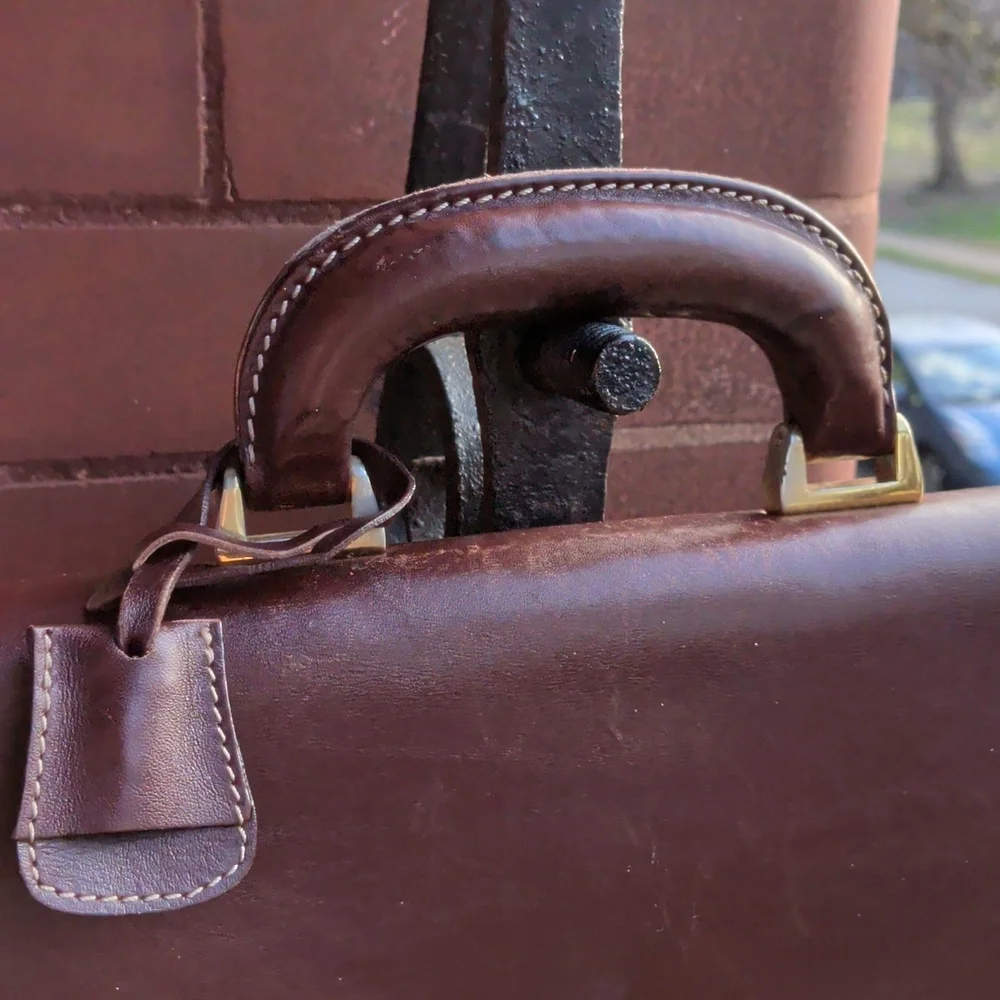 Bally Two Way Leather Briefcase Bag - Brown